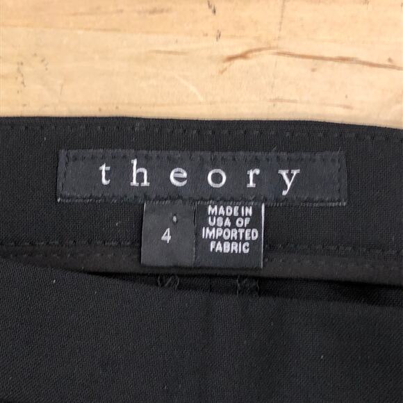 Theory Womens Size 4 Pants Trousers High Waist Wool Lined Stretch Side Zip Black - Picture 9 of 13